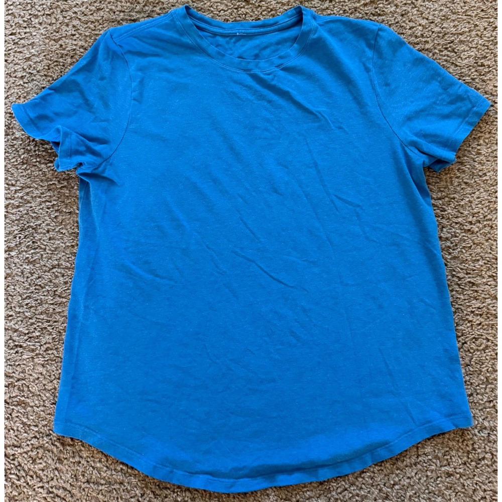 Lululemon Love Crew Short Sleeve T-Shirt Blue Heather Pima Cotton Curved Hem